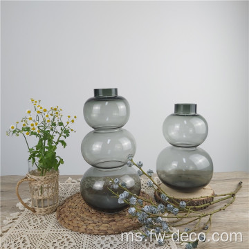 Grey Tripled Glass Vase Bubble Broste